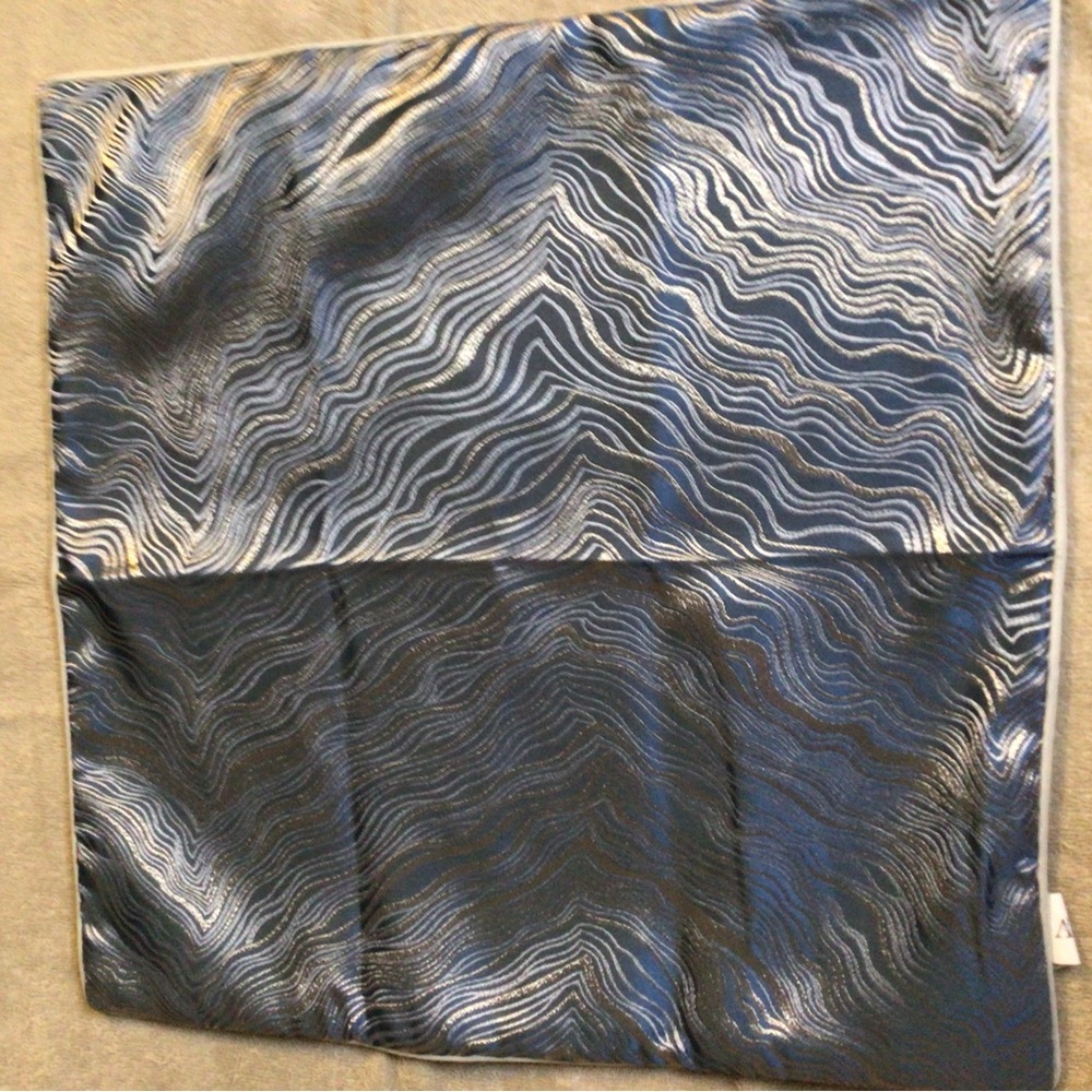 Blue and Silver Patterned Square Pillowcase